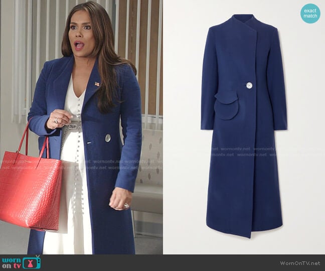 Usisi Sister Natasha Wool-Felt Coat worn by Cristal Jennings (Daniella Alonso) on Dynasty