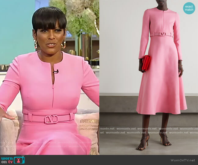 Valentino Belted wool and silk-blend crepe dress worn by Tamron Hall on Tamron Hall Show