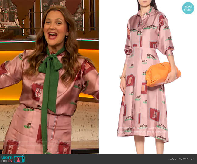 Victoria Beckham Printed silk shirt worn by Drew Barrymore on The Drew Barrymore Show