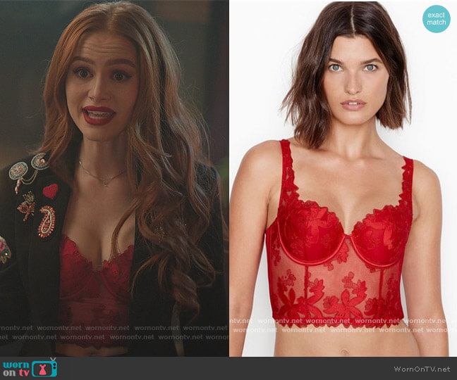 Victoria's Secret Floral Lace Bustier worn by Cheryl Blossom (Madelaine Petsch) on Riverdale