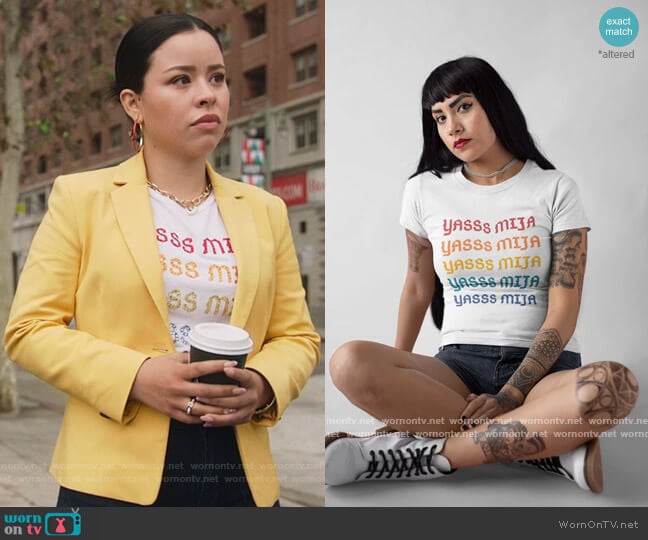 Yas Mija Yasss Mija T-Shirt worn by Mariana Foster (Cierra Ramirez) on Good Trouble