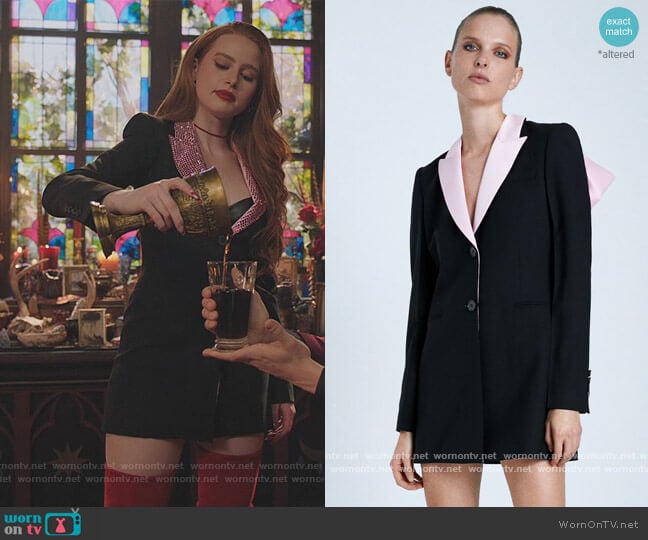 Zara Combination Bow Blazer Dress worn by Cheryl Blossom (Madelaine Petsch) on Riverdale
