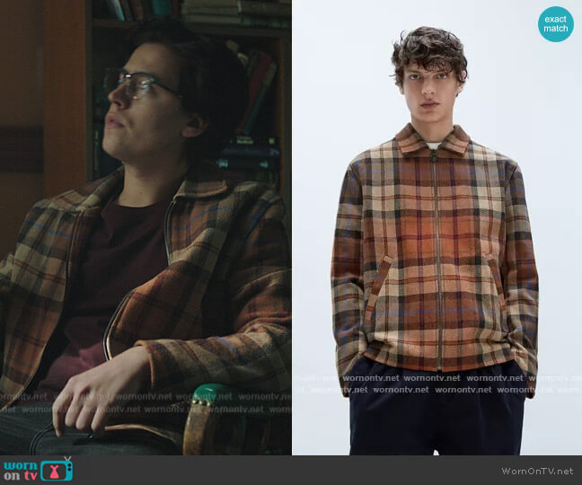Zara Man Textured Check Overshirt worn by Jughead Jones (Cole Sprouse) on Riverdale