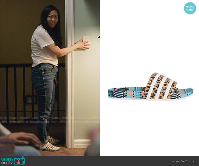 Adidas Adilette Slide in Brazillian Dance worn by Nora Lum (Awkwafina) on Awkwafina is Nora From Queens