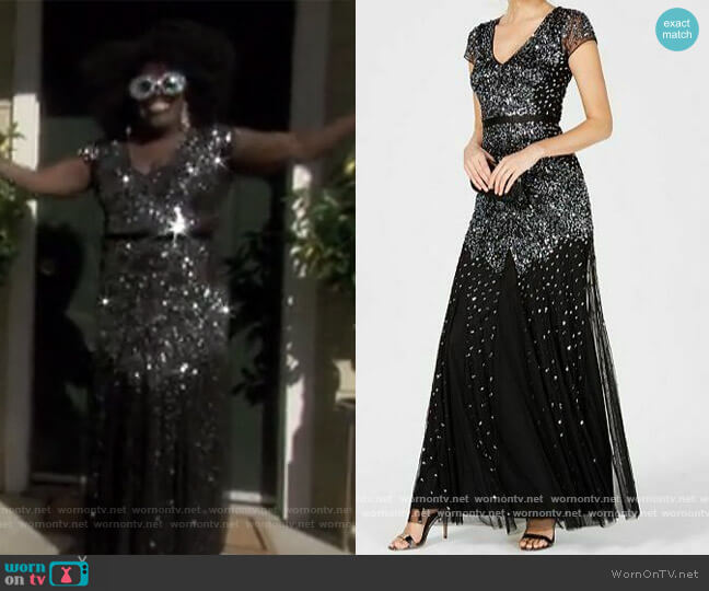 Adrianna Papell Embellished Gown worn by Sheryl Underwood on The Talk