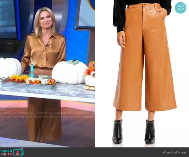 A.L.C. Wiles Wide Leg Faux Leather Gaucho Pants worn by Amy Robach on Good Morning America