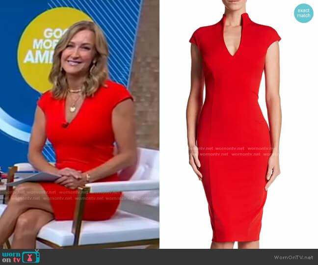 Alexia Admor Scuba Midi Sheath Dress worn by Lara Spencer on Good Morning America