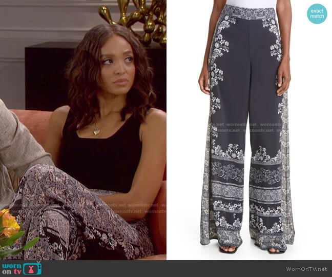 Alice + Olivia Athena Floral Wide Leg Pants worn by Lani Price (Sal Stowers) on Days of our Lives