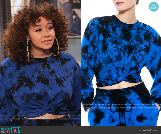 Alice + Olivia Marcelle Drop-Shoulder Twist-Front Top worn by Jade (Talia Jackson) on Family Reunion