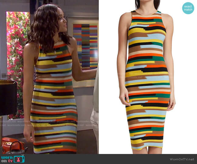 Alice + Olivia Jenner Striped Knit Dress worn by Lani Price (Sal Stowers) on Days of our Lives