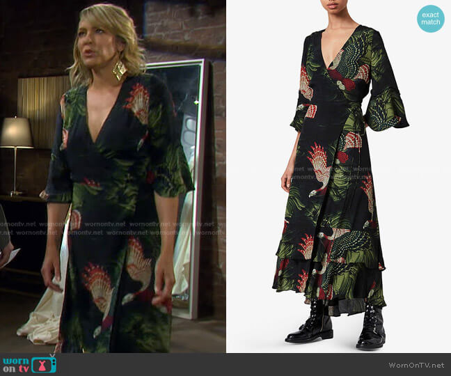 All Saints Delana Wrap-Front Maxi Dress worn by Nicole Walker (Arianne Zucker) on Days of our Lives