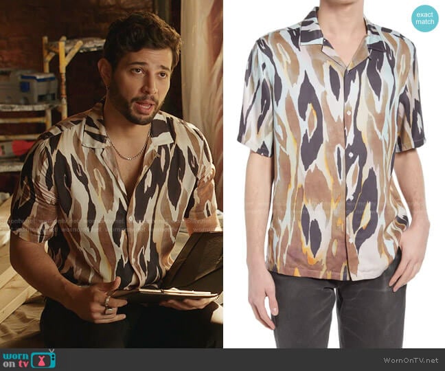 All Saints Fuego Short Sleeve Button-Up Camp Shirt worn by Sam Flores (Rafael de la Fuente) on Dynasty