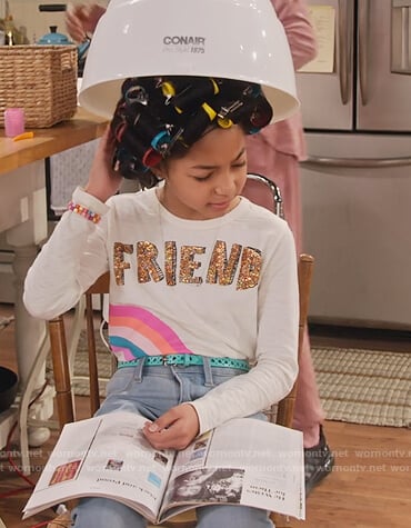 Ami’s friends rainbow top on Family Reunion