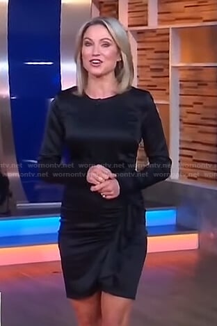 Amy’s black ruched mini dress on Good Morning America
