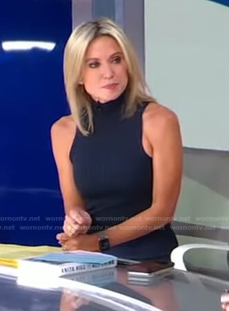 Amy’s navy ribbed mock neck dress on Good Morning America
