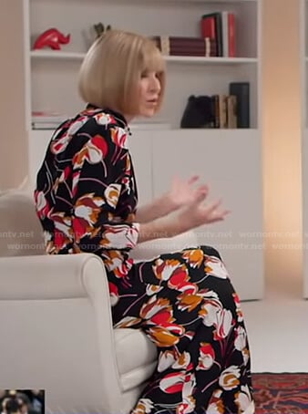 Anna Wintour’s black floral midi dress on Good Morning America
