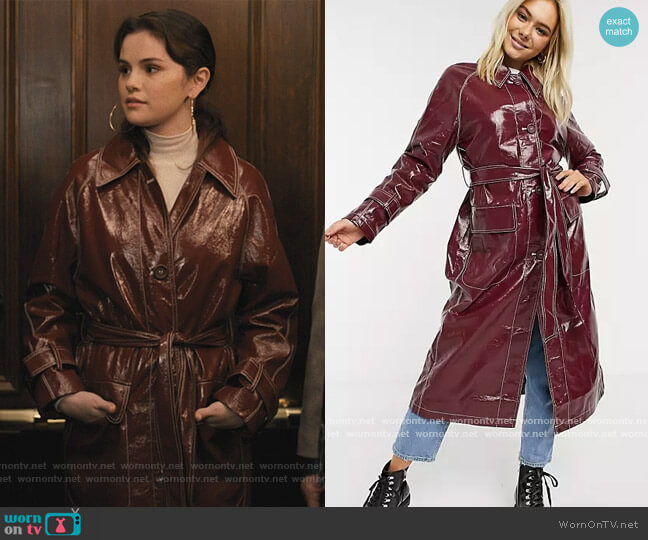 ASOS Vinyl Trench Coat worn by Mabel Mora (Selena Gomez) on Only Murders in the Building