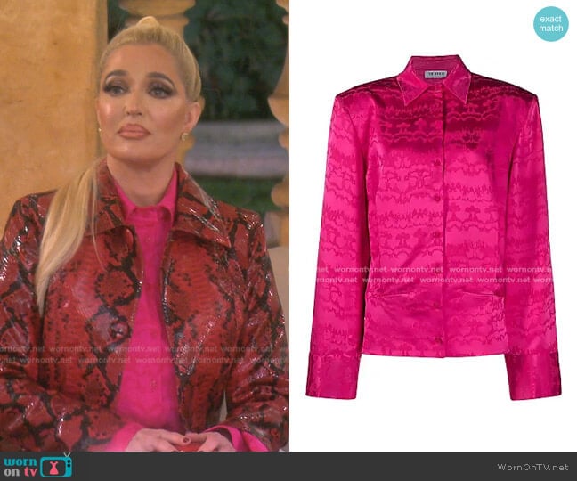 The Attico Abstract-Print Classic-Collar Shirt worn by Erika Jayne on The Real Housewives of Beverly Hills