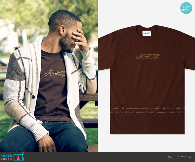 Awake NY Classic Outline Logo T-shirt worn by Micah West (Nicholas L. Ashe) on Queen Sugar