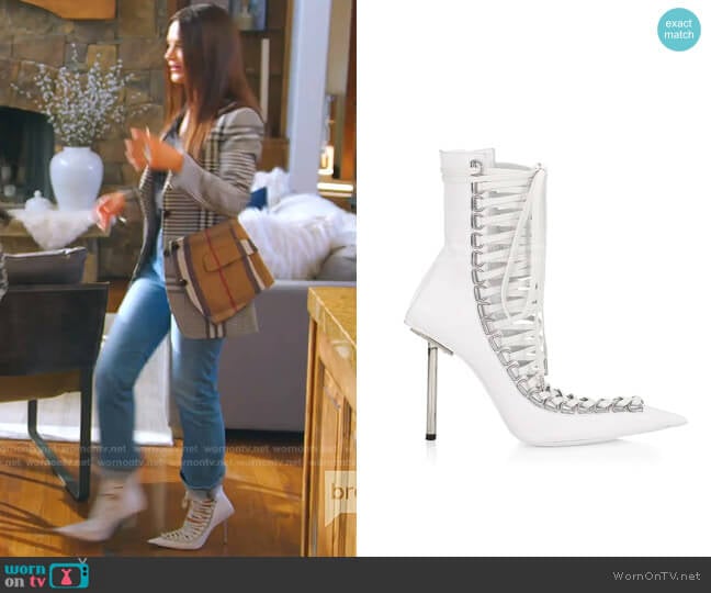 Balenciaga Corset Stiletto Leather Booties worn by Lisa Barlow on The Real Housewives of Salt Lake City