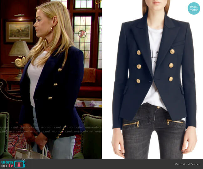 Balmain Double Breasted Wool Blazer worn by Shauna Fulton (Denise Richards) on The Bold and the Beautiful