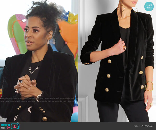 Balmain Double Breasted Velvet Blazer worn by Mary Cosby on The Real Housewives of Salt Lake City