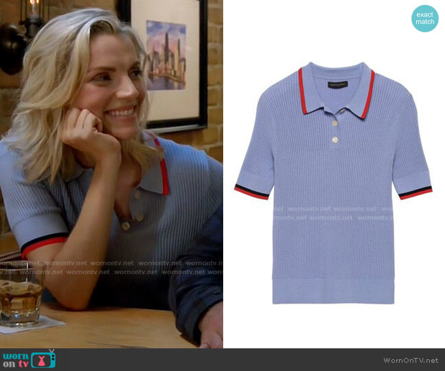 Banana Republic Ribbed Polo Sweater worn by Sylvie Brett (Kara Killmer) on Chicago Fire