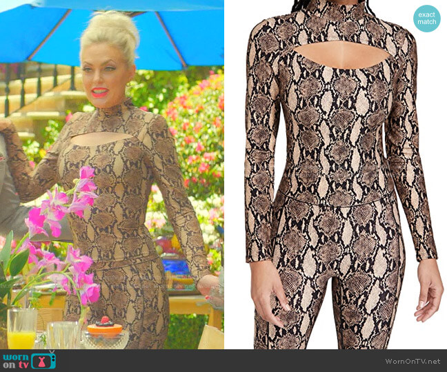 Bandier x A.L.C. Mock Neck Thong Bodysuit worn by Alexis Carrington (Elaine Hendrix) on Dynasty