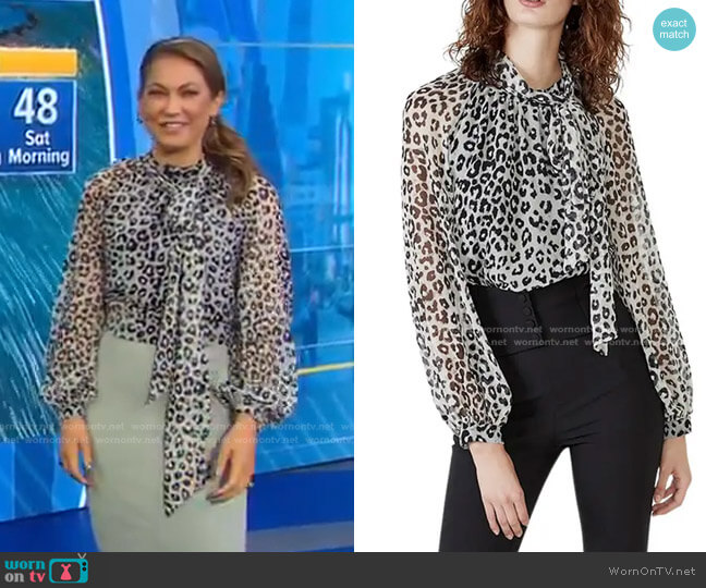 Bardot Leonard Print Georgette Blouse worn by Ginger Zee on Good Morning America