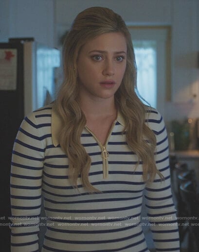 Betty’s white stripe polo sweater on Riverdale