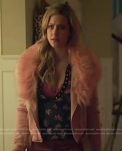 Betty’s black floral henley top on Riverdale