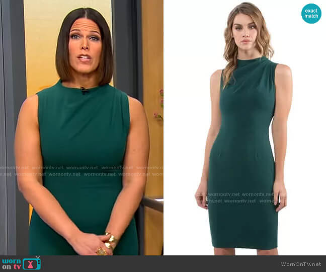 Black Halo Corrine Dress in Neptune worn by Dana Jacobson on CBS Mornings
