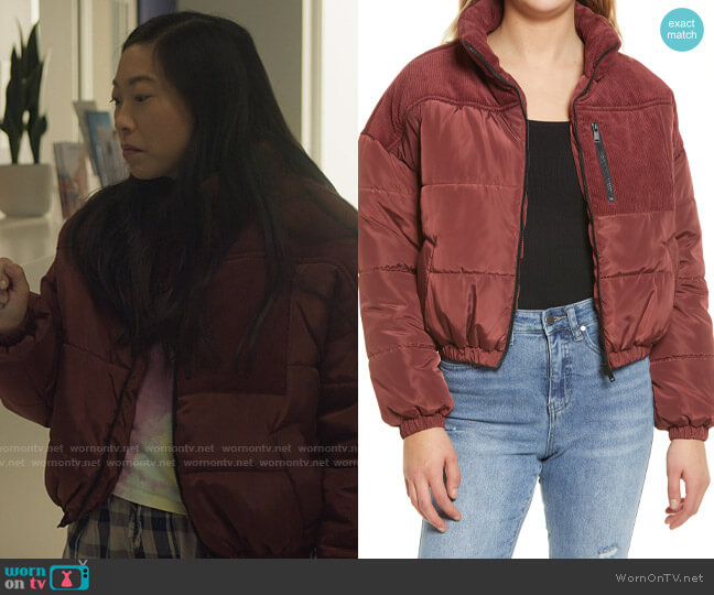 BP Mix Media Puffer Jacket worn by Nora Lum (Awkwafina) on Awkwafina is Nora From Queens