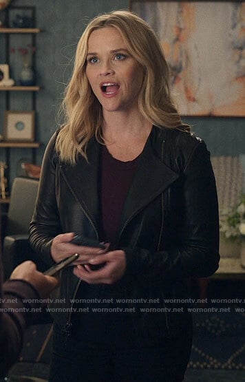 Bradley’s leather jacket on The Morning Show