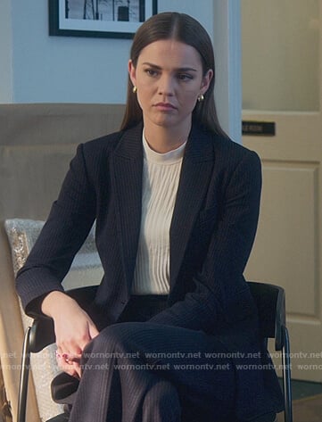 Callie’s white sleeveless pleated top on Good Trouble