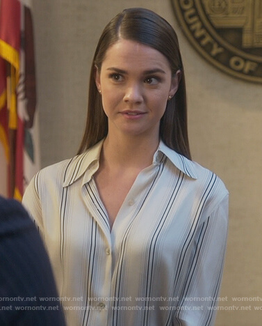 Callie’s white striped blouse on Good Trouble