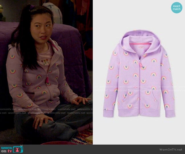 Cat & Jack Zip Up Rainbow Print Hoodie worn by Nora Lum (Awkwafina) on Awkwafina is Nora From Queens