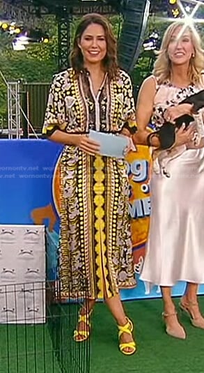 Cecilia’s mixed print midi dress on Good Morning America