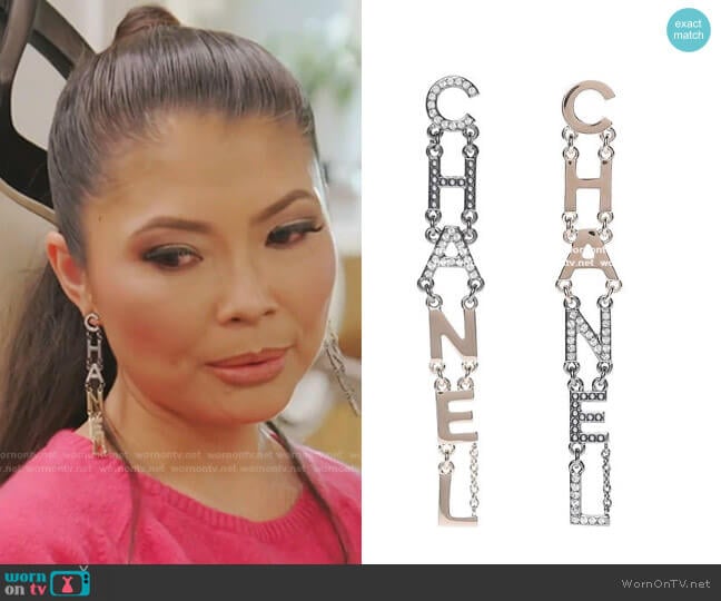 Chanel Large Dangle Drop Earrings worn by Jennie Nguyen on The Real Housewives of Salt Lake City