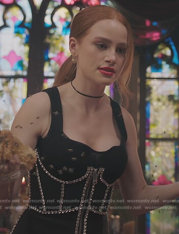 Cheryl’s black embellished corset top on Riverdale