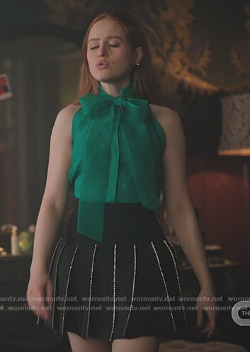 Cheryl’s black studded skirt and green top on Riverdale