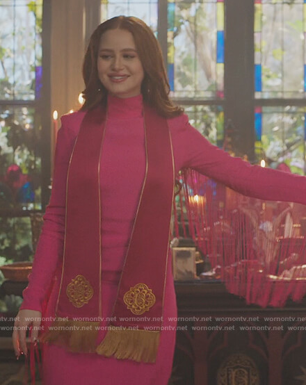 Cheryl’s pink dress with drape sleeves on Riverdale