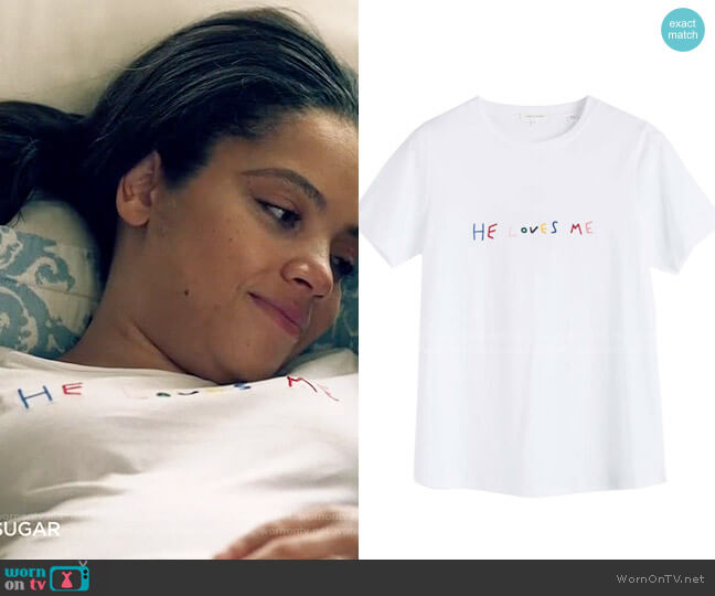 Chinti & Parker He Loves Me Tee worn by Darla (Bianca Lawson) on Queen Sugar