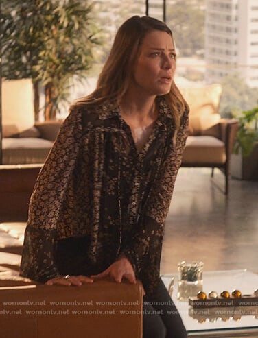 Chloe’s black floral print blouse on Lucifer