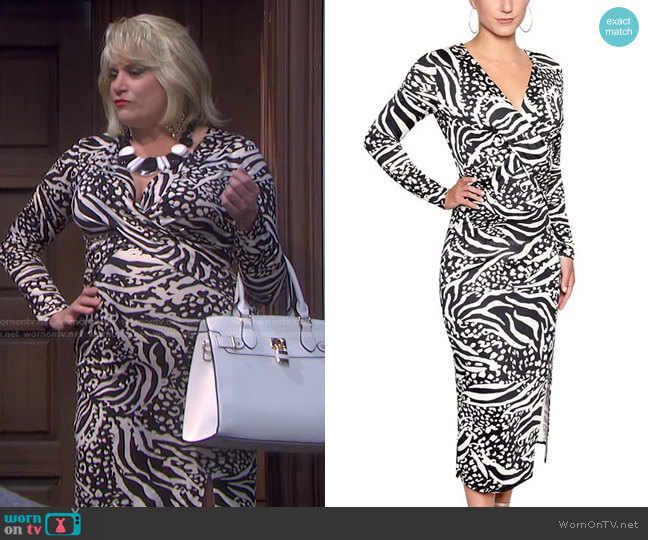 Christian Siriano Printed Twist-Front Midi Dress