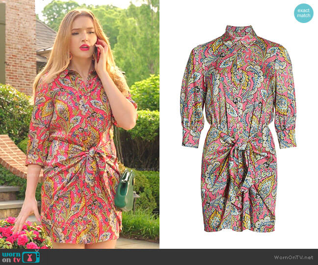Cinq a Sept Gaby Dress in Primrose worn by Kirby Anders (Maddison Brown) on Dynasty