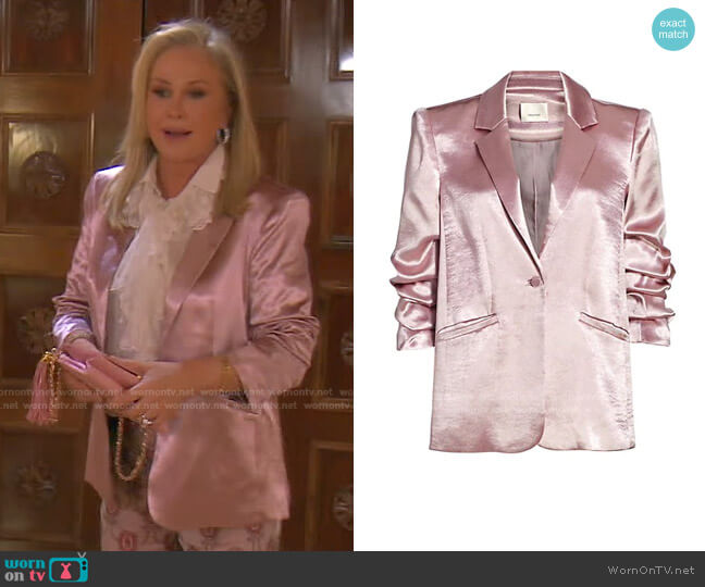 Cinq a Sept Kylie Satin Blazer worn by Kathy Hilton on The Real Housewives of Beverly Hills