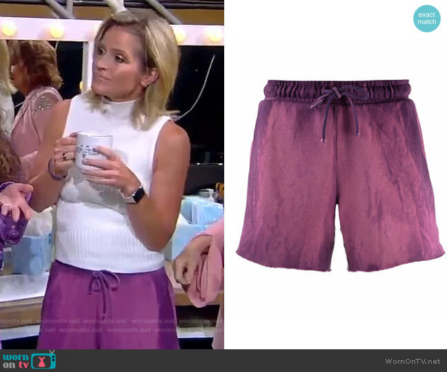 Cotton Citizen Tie Dye-print Cotton Track Shorts worn by Sara Haines on The View