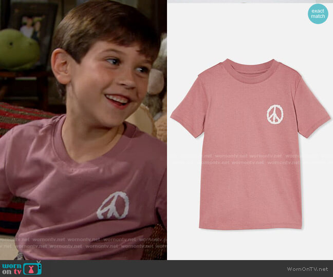 Cotton On Max Skater Short Sleeve Tee in Dusty Berry / Peace Sign