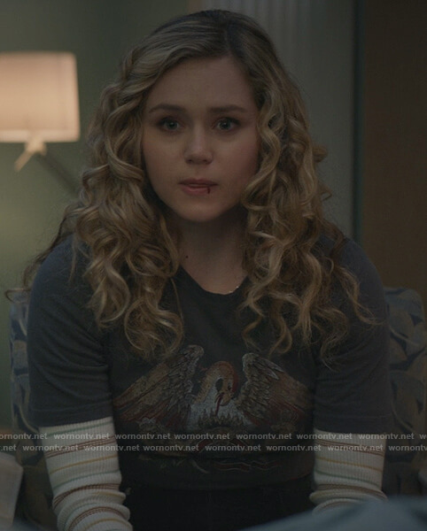 Courtney’s black Queen graphic tee on Stargirl